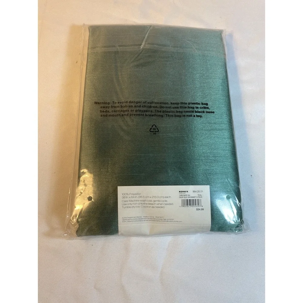 the big one 2 pack gromment top panels 38 in X 84 in TEAL green‎ by kohls